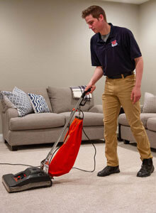 Step 1: Vacuum carpet & move furniture